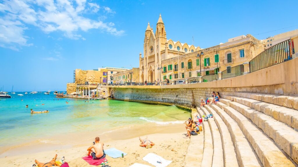 Balluta Bay beach in St Julian's